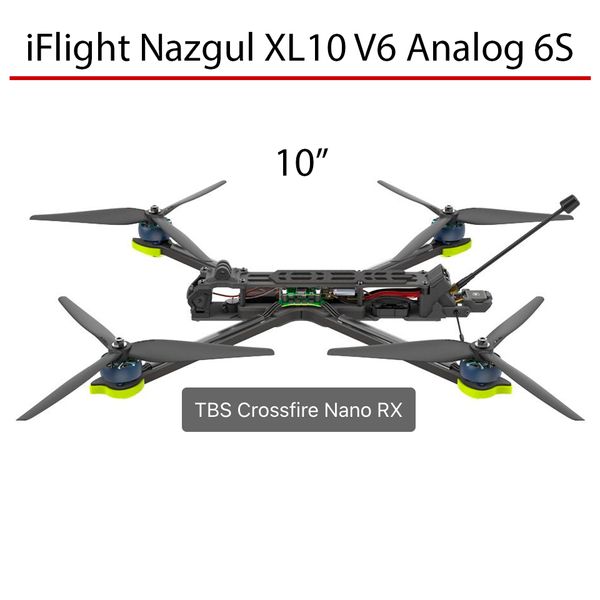 Дрон 10" TBS NANO аналог FPV с камерой, дрон iFlight Nazgul XL10 V6 Analog 6S квадрокоптер Nazgul XL10 TBS NANO V6 Analog 6S фото