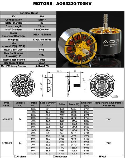 Мотор електричний AOS Supernova 3220 700KV AOS_3220_700 фото