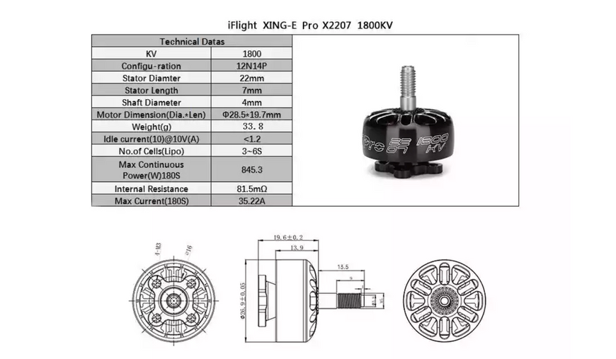 Мотор iFlight XING-E Pro 2207 2-6S двигатель для дрона FPV (X009865) X009865 фото