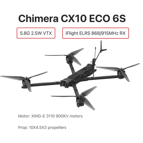 Дрон 10" FPV iFlight Chimera CX10 ECO 6S LR Analog 5.8G 2.5W 6S BNF ELRS 868/915MHz, химера 10 квадрокоптер Chimera10 L015122 Chimera CX10 Analog 5.8G 2.5W ELRS 868/915MHz фото