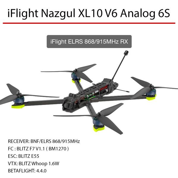 Дрон 10" аналог FPV с камерой, дрон iFlight Nazgul XL10 V6 Analog 6S квадрокоптер Nazgul XL10 V6 Analog 6S фото