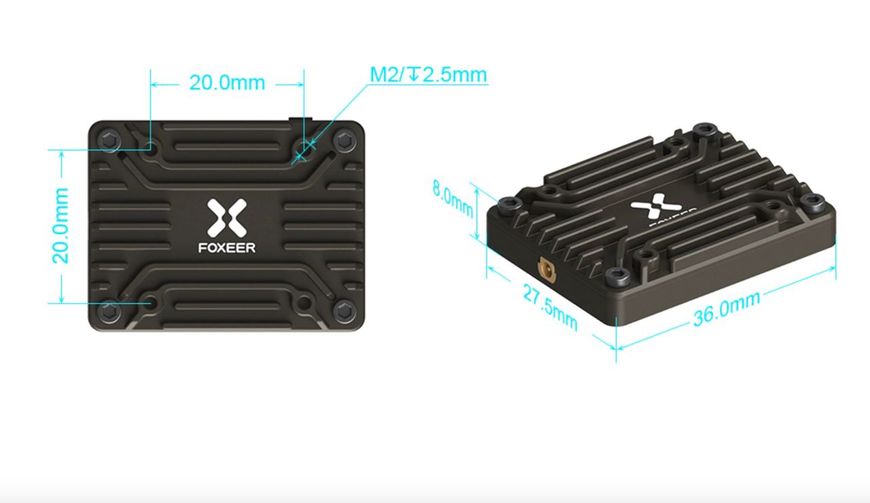 Foxeer VTX 2.5W 5G Reaper Extreme V2 2.5W 40CH VTx MR1676X Відео передавач відеопередавач 40CH 25 200 500mW 1.5 2.5W 5G MR1676X фото