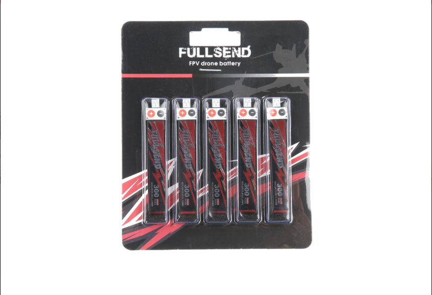 Акумулятор до дрону Fullsend 1S HV 300mAh 40C Lipo Batteray-PH2.0 (5шт. в упаковці) F008241 фото