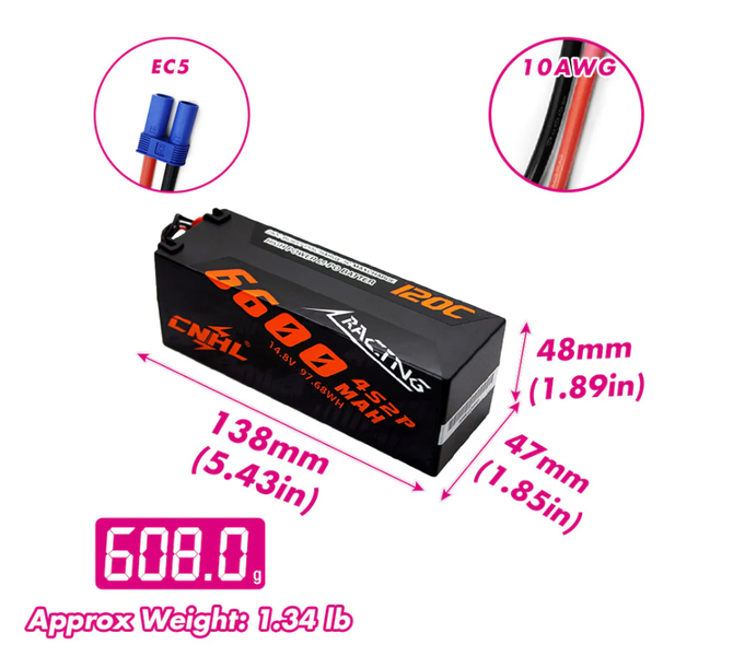 Аккумулятор CNHL Racing Series 6600mAh 14.8V 4S 120C EC5 Plug CNHL6600 фото