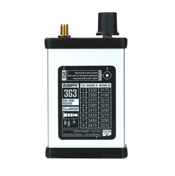 Відеоприймач VRX 3.3G 8CH RUSHFPV 3G3 для FPV-дронів з антеною VRX_3G3 фото