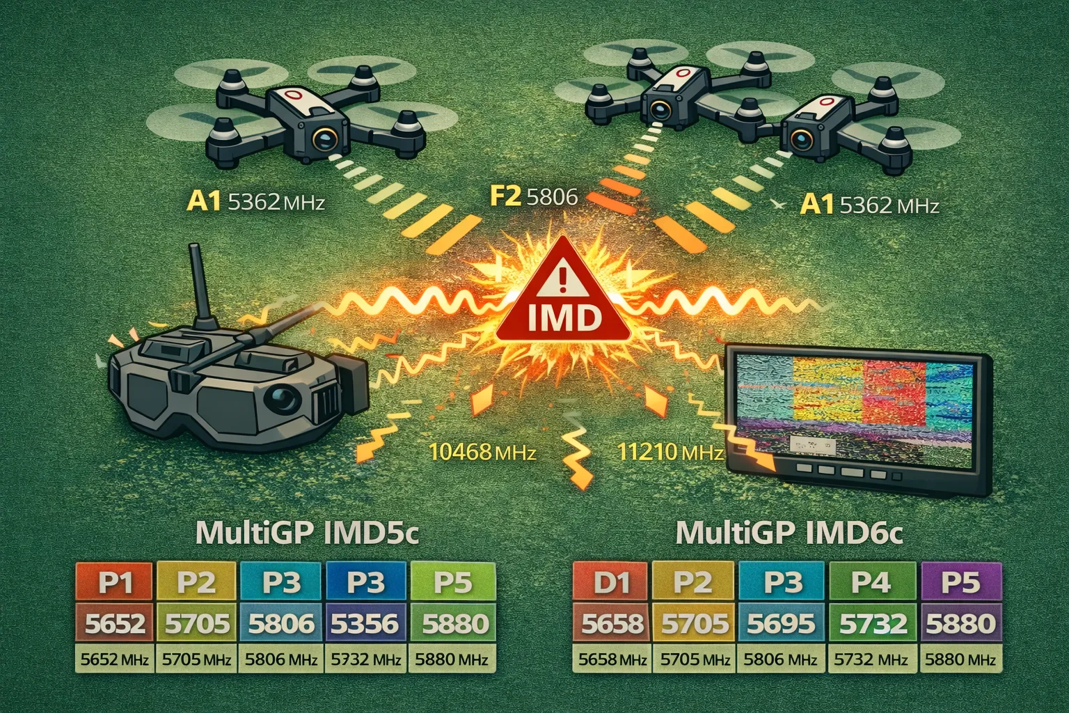 FPV канали та IMD перешкоди при груповому польоті