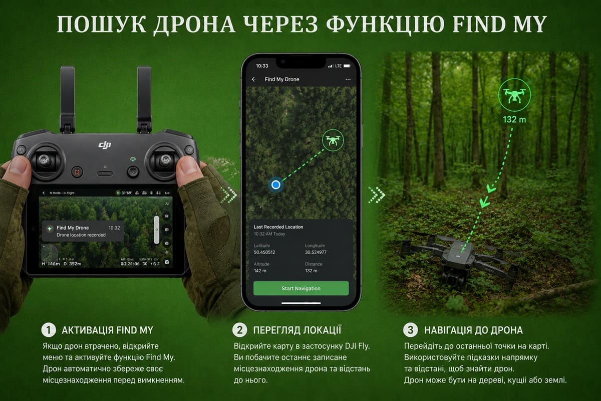 поиск дрона через мобильное приложение