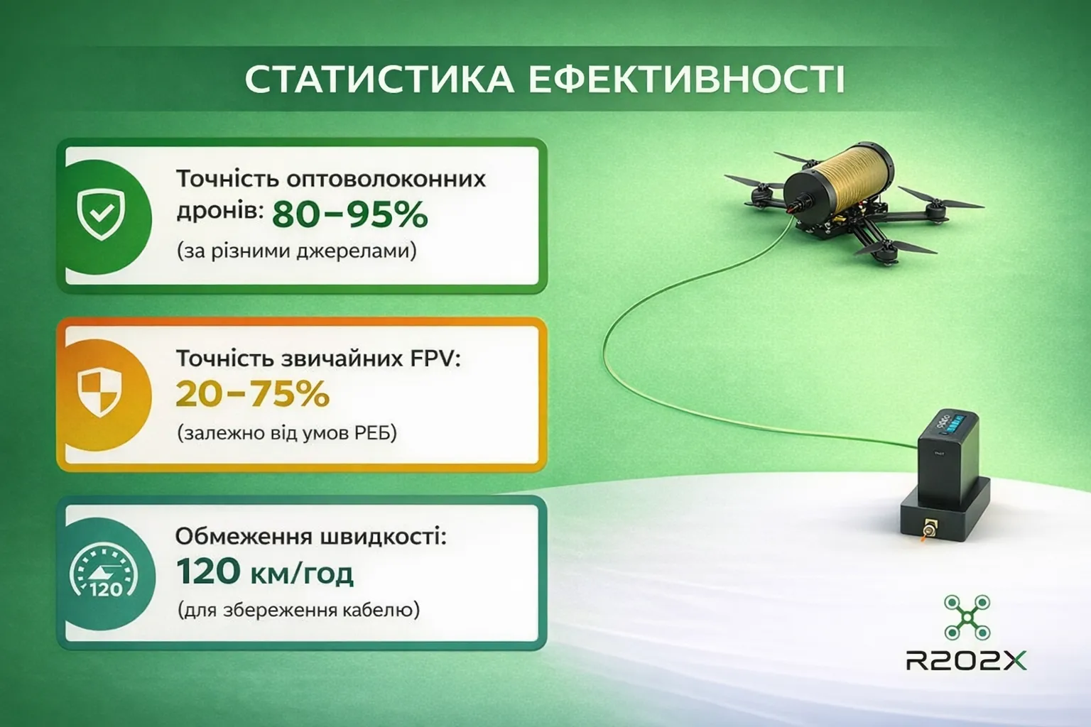 Ефективність дронів на оптоволокні