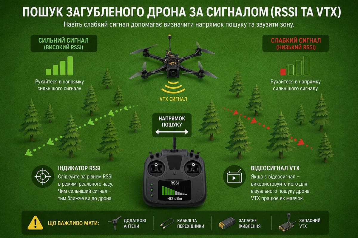 поиск дрона по сигналу (RSSI и VTX)
